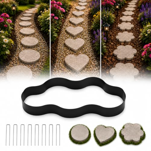 VTHTA 3.5 Deep x96 Plastic Concrete Forms for Walkway Concrete Edging Curb Molds for Garden Walkway Casting Paving Paver Molds for Making Stepping Stones Garden Paths