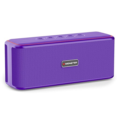 Monster Shock Plus Bluetooth Speaker,Portable Speaker with 40W Loud Stereo Sound,Bluetooth 6.0,TWS Pairing, 20H Playtime, Support AUX/TF Card, IPX6 Waterproof Wireless Speakers for Outdoor,Home