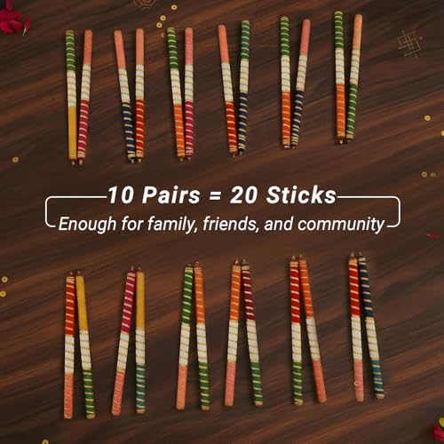 SATVIK 10 Pairs (20 Pcs) Wooden Dandiya Sticks – Handcrafted Multicolor Dance Props for Events & Cultural Performances - image 4