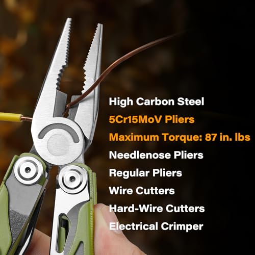 Image of 21-in-1 Multi Tool Pliers with Safety Locking and Spring-Action Scissors | Heavy-duty Stainless Steel Kit with Nylon Sheath for Work, Home, Garden, DIY & Auto, Olive Green