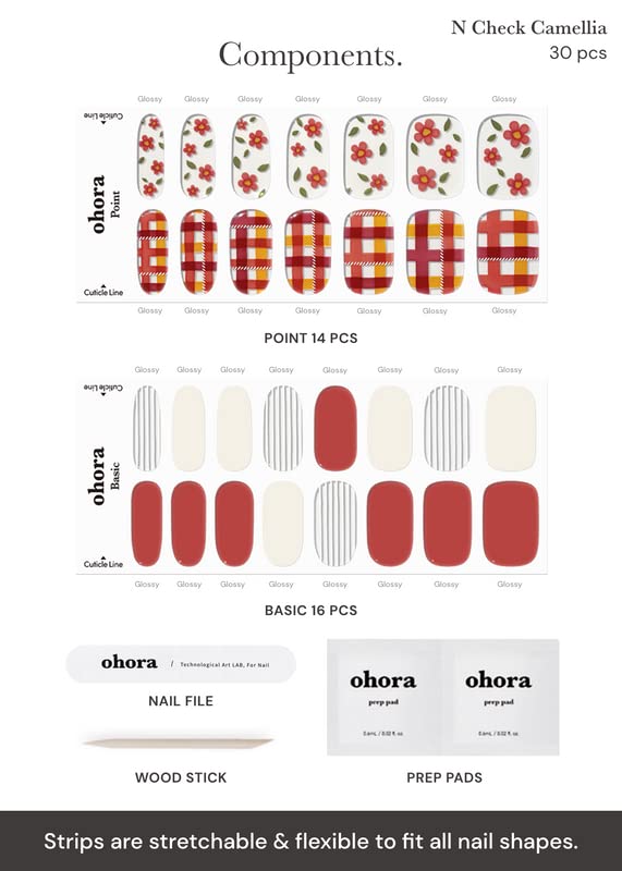 Miniatura 4 de ohora - Tiras de uñas de gel semicurado, larga duración, fácil de aplicar y quitar, con 2 toallitas húmedas para preparación, lima y palito (modelo