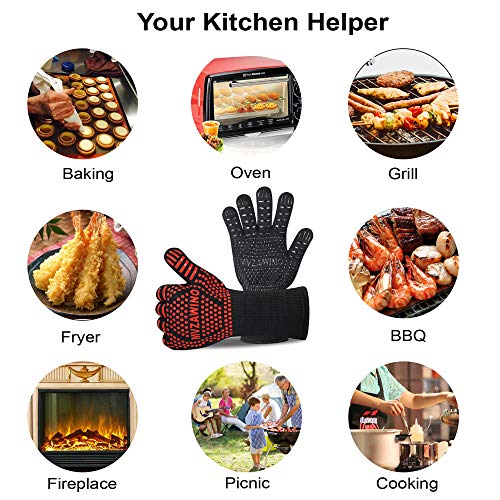 Premium Bbq Gloves, 1472°F Extreme Heat Resistant Oven Gloves, Grilling Gloves With Cut Resistant, Durable Fireproof Kitchen Oven Mitts Designed For Cooking, Grill, Frying, Baking, Barbecue-1 Pair #TOP6