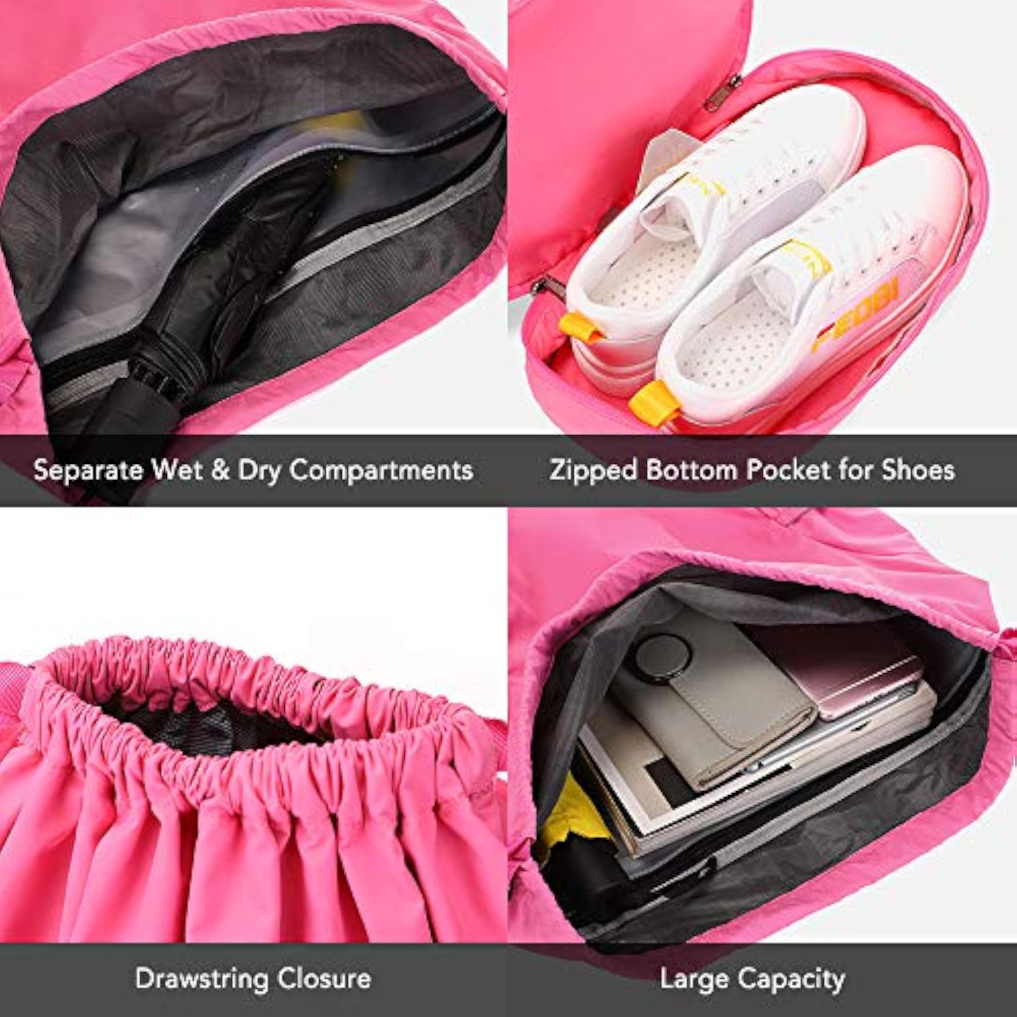 Foldable Drawstring Backpack Sports Gym Bag