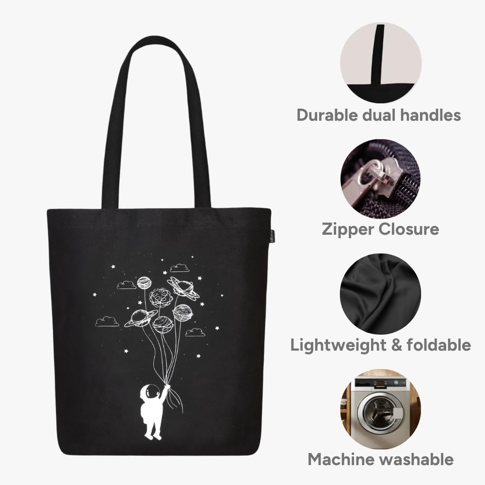 Eco Right Bolso bandolera unisex de lona con correa ajustable de algodón, Night Bloom - Fly Me To Space, talla única, Utilidad