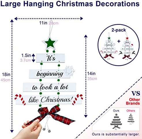 Premium Wooden Christmas Decorations - Large Hanging Christmas Decorations Indoor, Christmas Ornaments, Christmas Ceiling Decorations, Christmas Window Decorations, Christmas Room Decorations