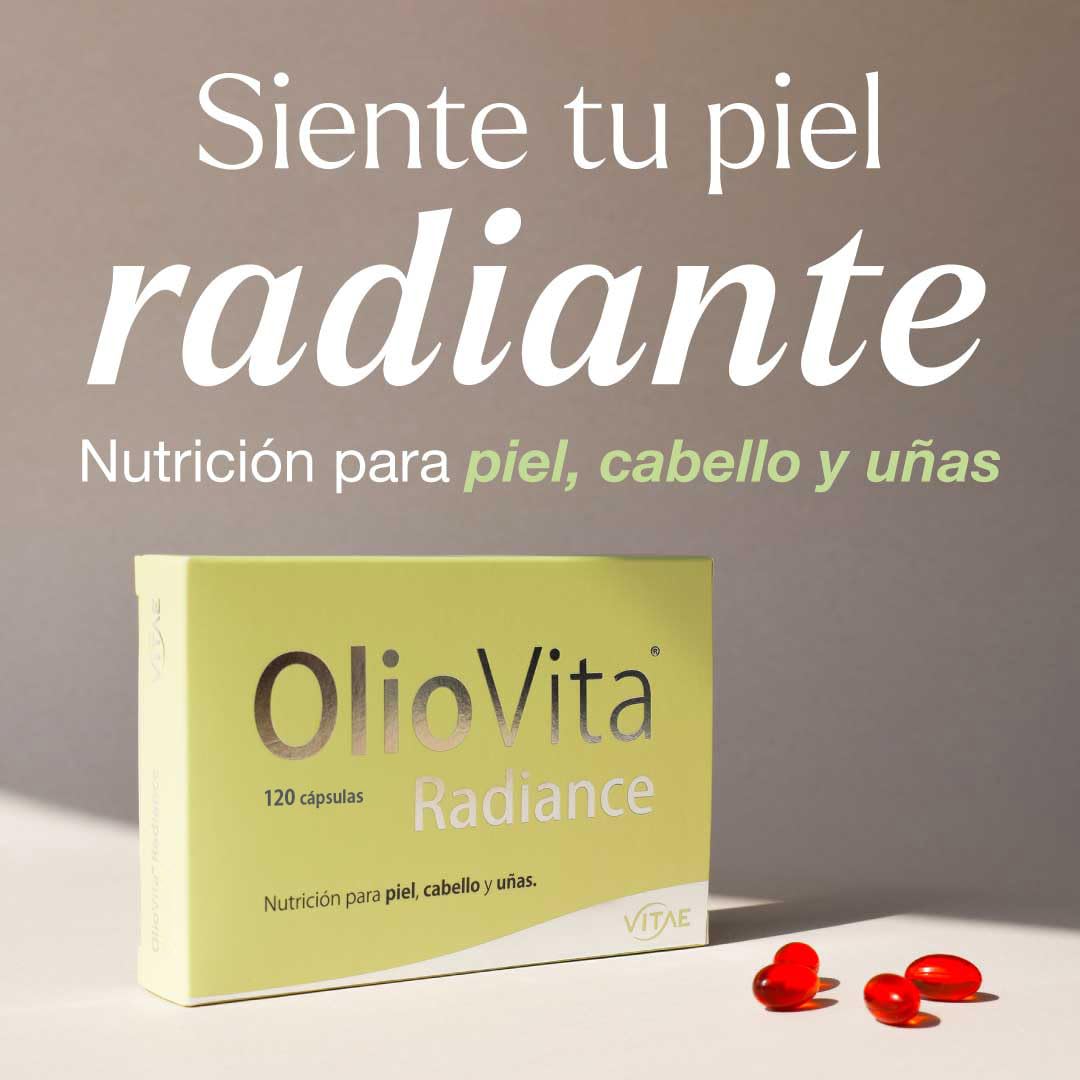 VITAE OlioVita Radiance 120 Cápsulas | Nutricosmética con Aceite de Espino Amarillo Omega 7 | Hidratación, Elasticidad y Luminosidad de la Piel | Fortalece Cabello y Uñas | Vegano y Sin Gluten