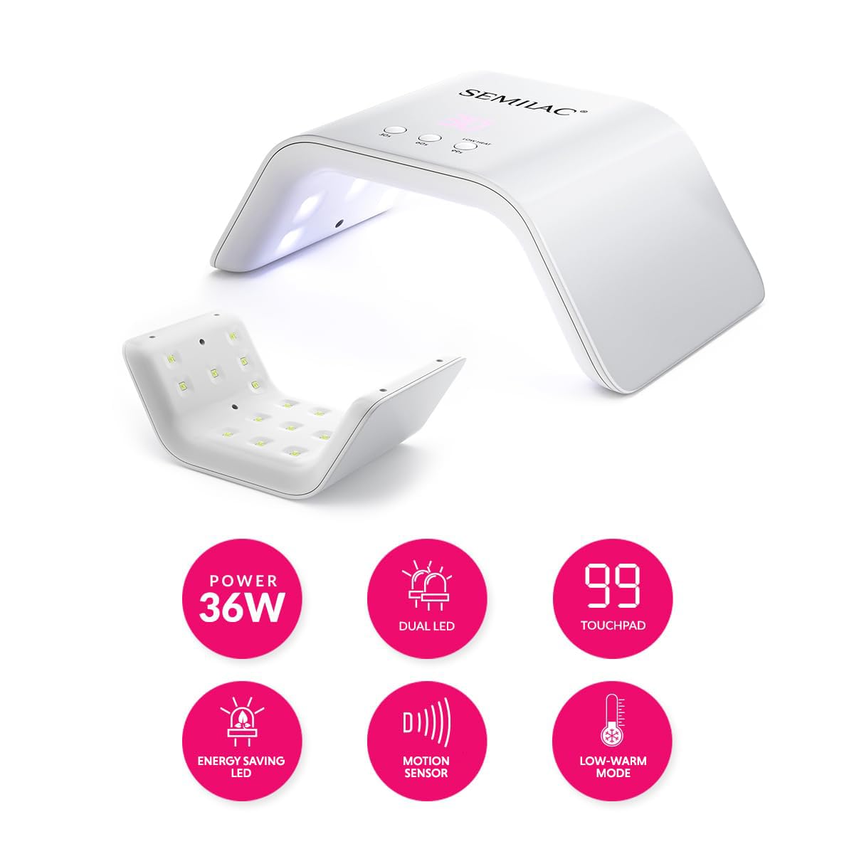 Semilac PROVAMMI - Set professionale per principianti in gel, 3 smalti in gel, lampada UV, top & base, strumenti per manicure e altro ancora - viola