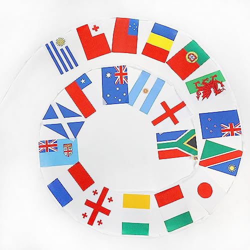 AZ FLAG - Guirlande Drapeau Coupe du monde 2023 de rugby à XV - 6 Mètres Avec 20 Fanions De France 2023 De 21x14 cm - Petits Drapeaux 100% Polyester - 80g