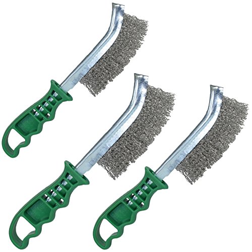Stainless Steel Curved Wire Brush Rust Removal Cleaning Hand/Spid Brush x 3