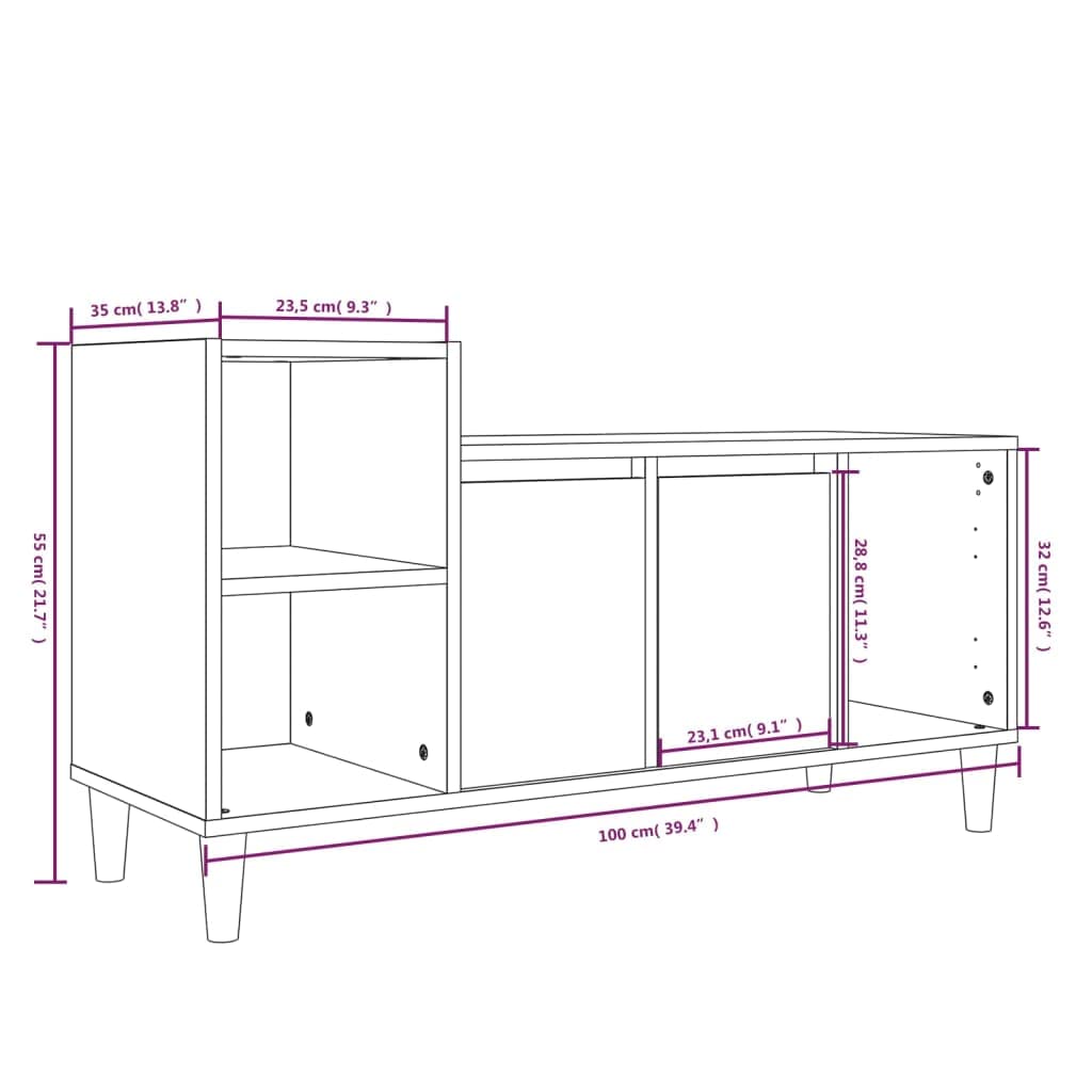 Mobile TV bianco con robusto piano superiore e spazio per lettori DVD, porte e scomparti in legno con supporto da parete incluso
