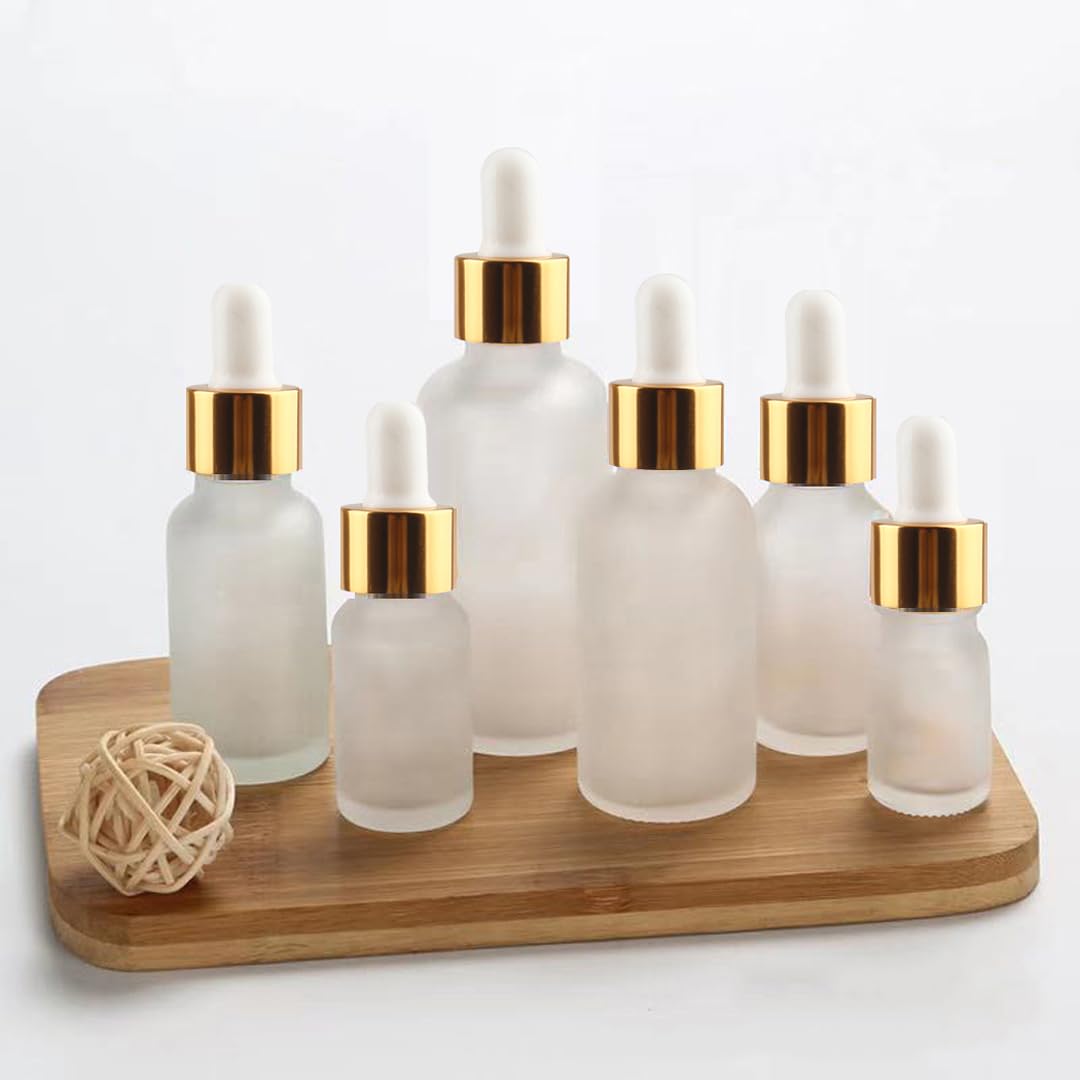 24 Stück 30ml Matt transparent glas Pipettenflasche, Leere Glasflasche mit Gold Pipette, Stichprobe Glaspipette Tropfflasche für Aromatherapie ätherische Öle