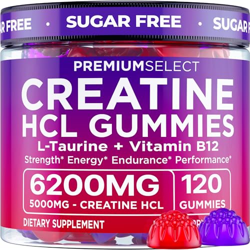 Creatine HCL Gummies for Women & Men - 120 Gummies 6200mg HCL Creatine Chews Advanced Complex with L-Taurine + Vitamin B12 for Muscle Strength Energy Boost & Booty Gain Gummy - Mixed Berry Flavor