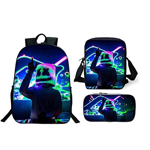 Mochila Marshmello  Bolsas de Hombro y Estuche pequeño y para lápices  Escolar de DJ