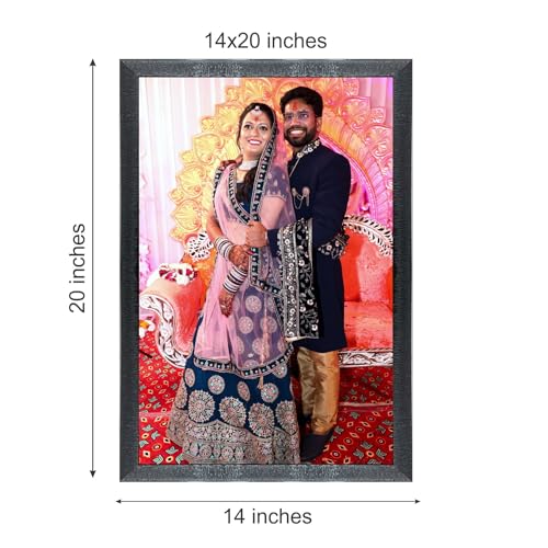 Image of Chitransh Customized Wall Mount Rectangular Photo Frame 14x20 Inch, Personalized Photo Print with Black Wooden Frame, Custom Gift for Anniversary, Birthday, Wedding, Couples & Home Decor