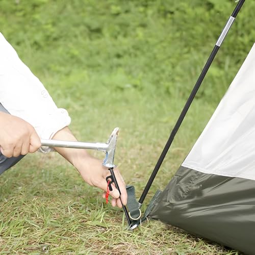 Tent Stakes Heavy Duty Set - Juego de 16 estacas para tienda de acero forjado para camping, senderismo y exteriores, negro, agujero para colgar rápido, antideslizante miniatura 6