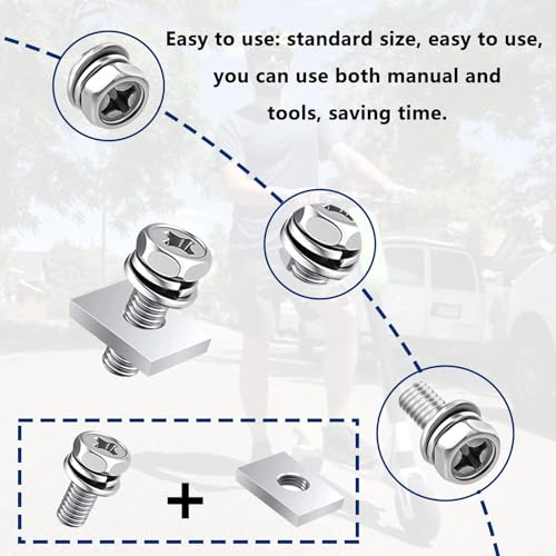 smseace 72pack 304 stainless steel battery bolts and nuts 5-sizes m6x101214161820mm atv battery bolt motorcycle battery terminal screws with square nuts for atv battery bolts and nuts square