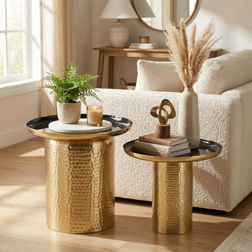 Image of Wakefit Grittle Multipurpose Metallic Coffee Table for Bedroom|Gold Electroplating Finish|Center Table for Living Room| Room Decoration |Nesting Table | Stylish & Comfortable Furniture for Home Decor