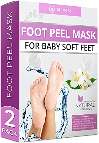Jasmine Foot Peel Mask - For Cracked Heels, Dead Skin and Calluses - Make Your Feet Baby Soft Smooth Silky Skin - Removes Rough Heels, Dry Toe Skin Natural Treatment. (2 Pack)