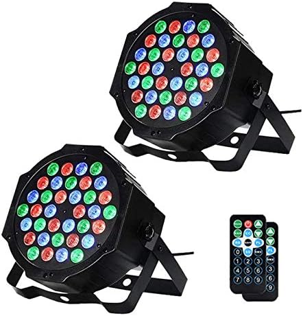 LUNSY Dj Lights, 36 LED Par Lights Stage Lights with Sound Activated Remote Control & DMX Control, Stage Lighting Uplights for Wedding Club Music Show Christmas Holiday Party Lighting - 2 Pack