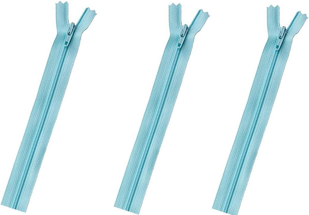 Skirt & Dress Nylon Coil Lightweight YKK Closed Bottom Zippers for Sewing Craft & Apparel - Choose Your Length - Paradise Blue #544- Made in The United States (3 Zippers Per Pack) (7" Inches)