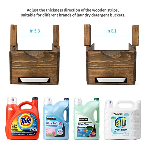 Gbtroo Wooden Laundry Soap Station Laundry Detergent Cup Holder Organizer For Dispensing Tray Catcher Detergent Drip Tray Catcher For Laundry Room Decor Organization Storage Farmhouse Rustic Brown #TOP4
