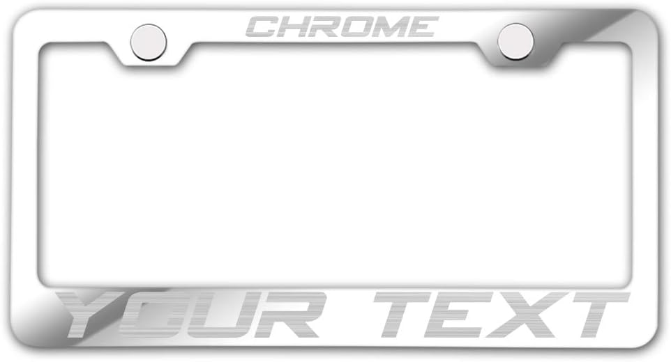 Laser Engraving Customized Mirror Polished Stainless Steel License Plate Frame w/Screw Caps & Hardwares (Upgraded/No Peeling)