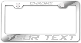 Laser Engraving Customized Mirror Polished Stainless Steel License Plate Frame w/Screw Caps & Hardwares (Upgraded/No Peeling)