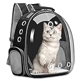 STARWISH ペットキャリーバッグ 猫キャリー 犬猫兼用 宇宙船カプセル型 犬リュックサック 旅行ペットバッグ 透明 顔出し UVカット紫外線対策型 通気性 大容量 耐久性 安全性 折りたたみ パッド付き ブラック