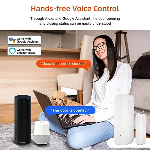Smart WiFi Door & Window Sensor: App Alerts, No Hub Needed, Works with Alexa & Google Assistant