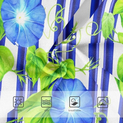 Blue Morning Glory Flowers Stripe Girls Underwear Toddler 2t Cotton Little Girl Panties Durable Undies Kids Briefs3