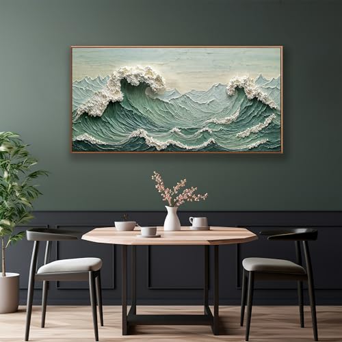 Abstract Wall Decor Print Green Wall Art for Living Room Framed 24" X 48" by LJ CHIXUFA ART - Used condition - Image 3