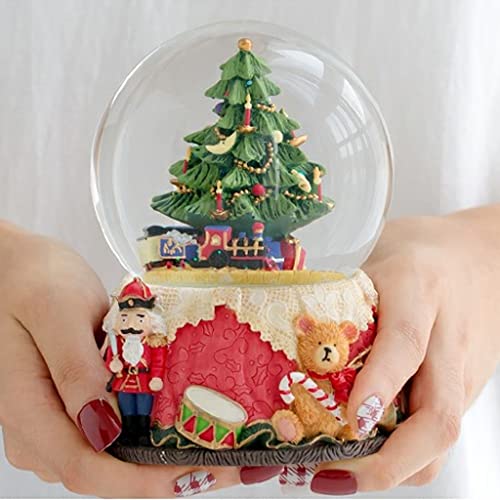 Slnfxc Christmas Tree Dream Crystal Ball Music Box Rotating Small Train Octave Box Girls Christmas Birthday Gift #TOP2