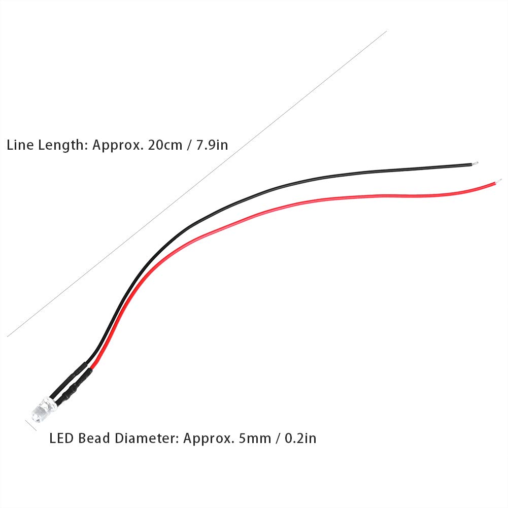 Light Emitting Diode Wired, 50PCS Led Diodes Light, 12V 5mm Round Head Warm White Light Led LightEmitting Diode, Electronic Component Led Lamps