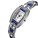 Blekon Collections Japanese Quartz Ladies Square Stones 21mm Case Pearl Dial Metal Link Bracelet Fashion Watch (Purple)
