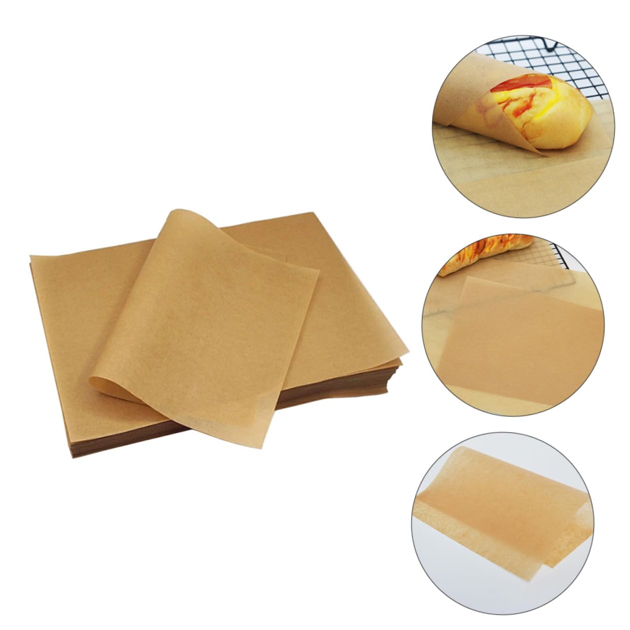 100 pièces Papier Cuisson Kraft Non Adhérent Résistant Haute Température pour Barbecue Pâtisserie Cuisine