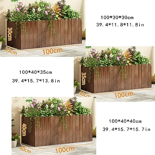 Macetero de madera para jardín mini con forro para verduras 3