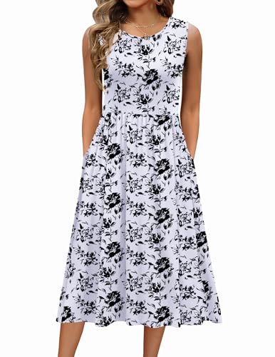 Image of Zeagoo Women's Summer Tank Midi Dress with Pockets Floral Sleeveless A-Line Casual Loose T-Shirt Dresses Beach Sundress 2026