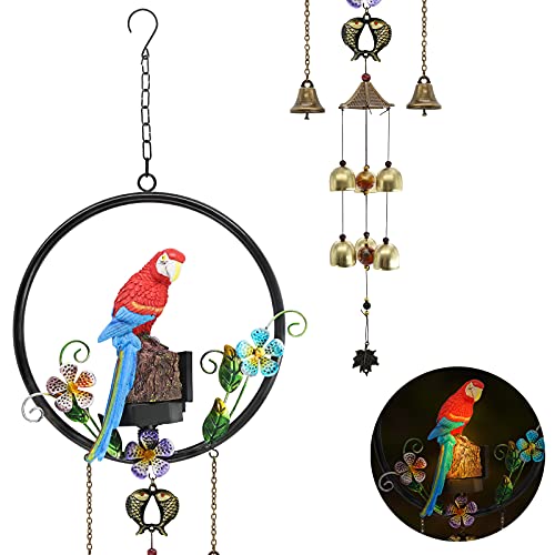 Headsun Solar Wind Chimes For Outside Clearance, Parrot Bird Statue Memorial Wind Chime Deep Tone Sympathy Windchimes Outdoors Indoor Unique Housewarming & Garden Patio Decor Gifts For Loved One #TOP4