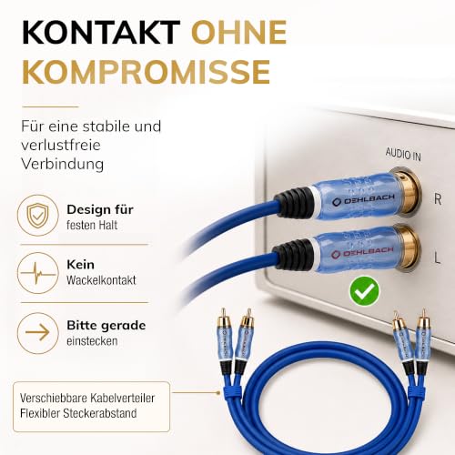 Cable cinch Oehlbach Beat Interlink de 1 metro RCA macho azul 4