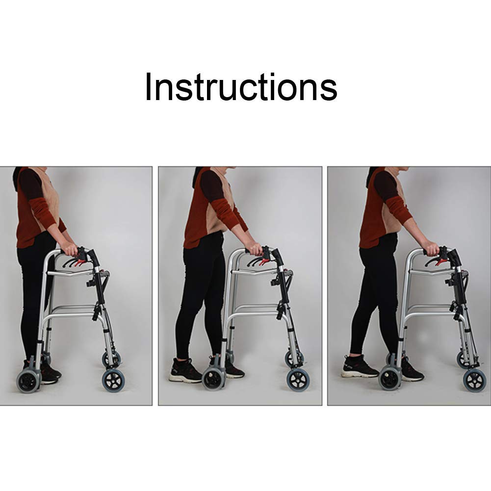 Andador con Ruedas y Frenos de Mano, Marco para Caminar, Plegable, Ligero, 4 Ruedas, Andador de Movilidad de Aluminio, Asiento Blando Impermeable Interesting