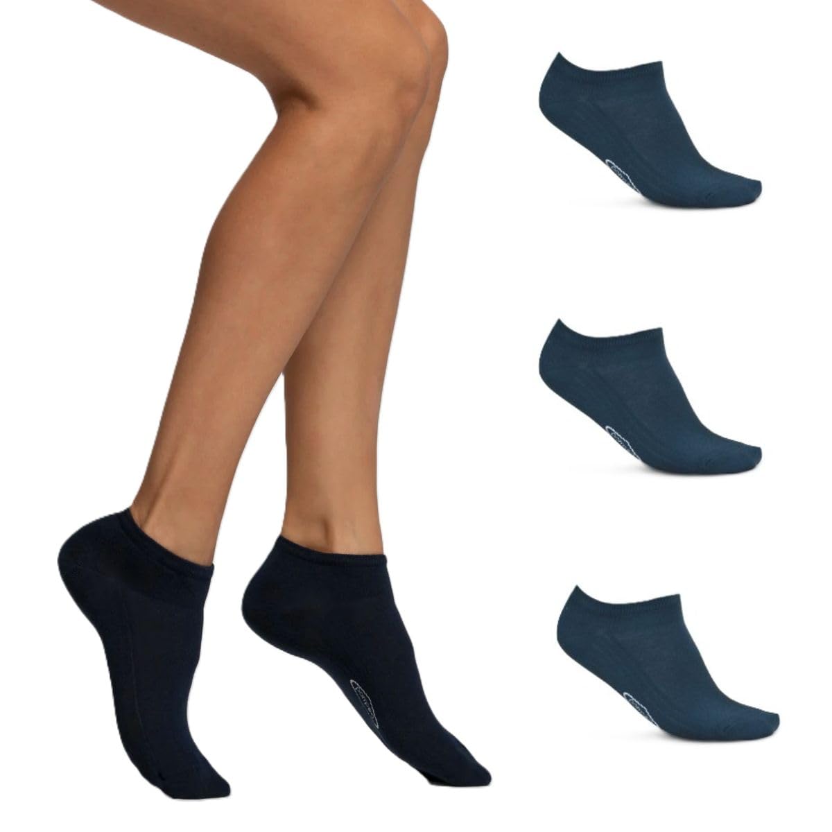 POMPEA Pack 6 Paia Fantasmini Uomo Blu Nero Bianco Cotone