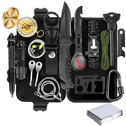 Geschenke für Männer, Survival Kit 15 in 1 Außen Notfall Survival Ausrüstung, Gadgets für Männer Geschenke, Überlebenskit für Camping/Wandern/Jagden/Abenteuer