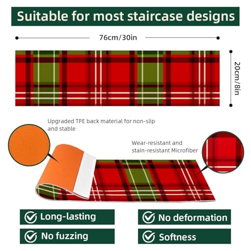 Peldaños de escalera de Navidad alfombras antideslizantes de 8x30 para peldaños de madera 3