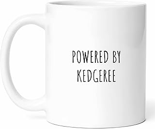 Powered By Kedgeree Mug - Spiced Coffee Cup - British Cuisine Funny Gift From - Seafood Lover Tea Mugs - Curried Dish Cups - 11 Oz Ceramic Gifts For Food Adventurers, Birthday, Him, Her, Christmas