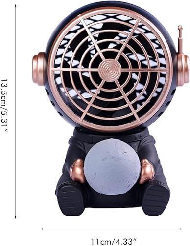 Miniatura 2 de Mini ventilador portátil de astronauta de dibujos animados, lindo ventilador de escritorio recargable con luz de bolsillo personal, luz nocturna