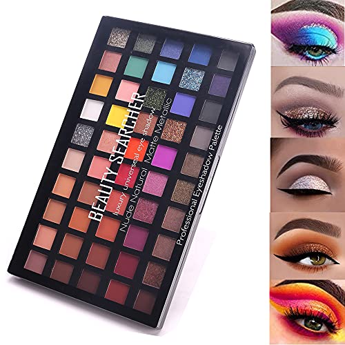 Professional Makeup Eye Shadow Palette, 50 Colors Matte Shimmer Pressed Pigments Smooth Texture Shades Eyeshadow, Waterproof Long-Lasting Nudes Metallic Makeup Pallet #TOP1