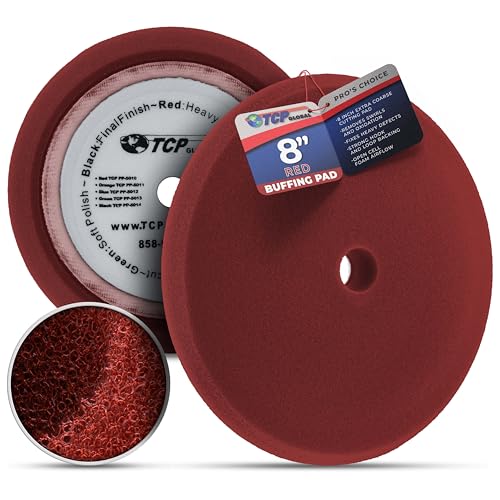 Pad rojo de pulido de 8" de espuma para corte grueso y abrillantado de pintura de coche