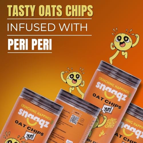 Image of Snaaqz Peri Peri Oat Chips | Roasted & Palm Oil Free | Spicy Crunchy Oat Snack | High-Fibre | 150g Pack
