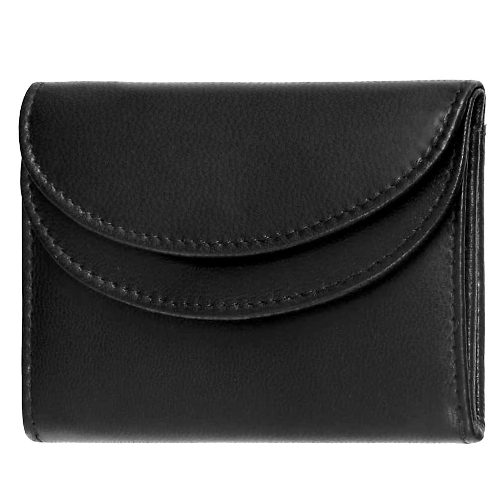 Fa.Volmer ® Mini portfel RFID z prawdziwej skóry - mały portfel w kolorze czarnym ze srebrną tkaniną Hightech #Mini-Comfort, czarny, mini, Nowoczesny