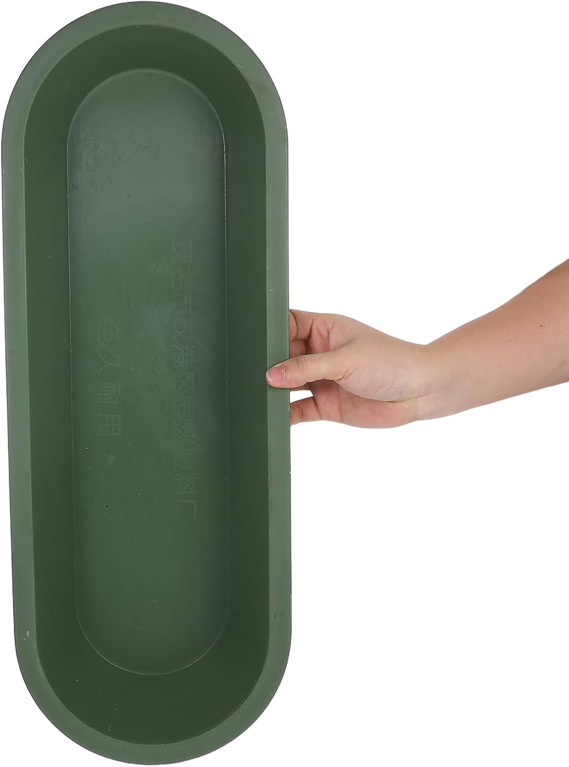 Milisten Feeding Trough: Heavy-Duty Oval Livestock Feed and Water Container - Thickened Plastic Feeder for Pigs, Goats, Sheep, Cows, Chickens, Ducks, Olive Green